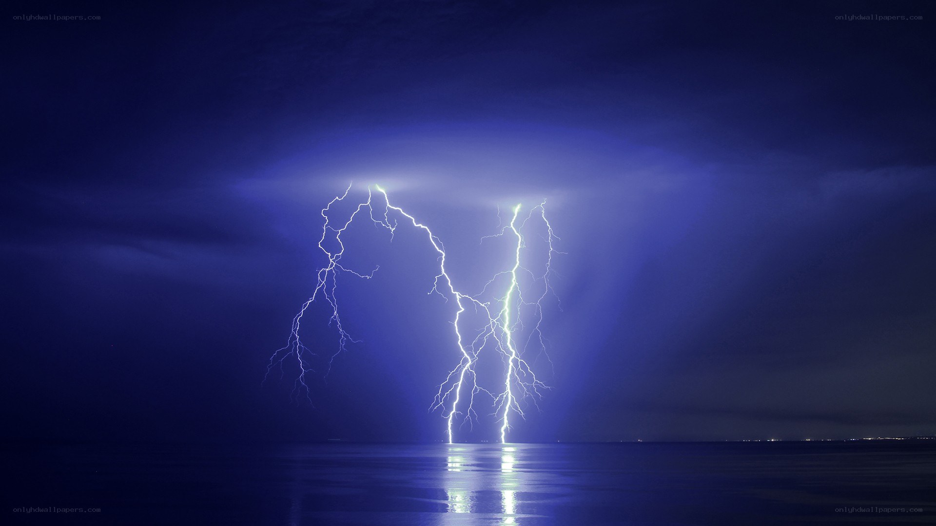 Lightning over the ocean
