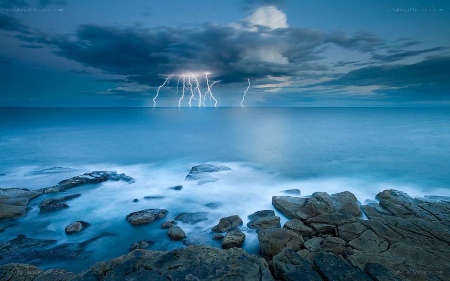 Lightning over the ocean