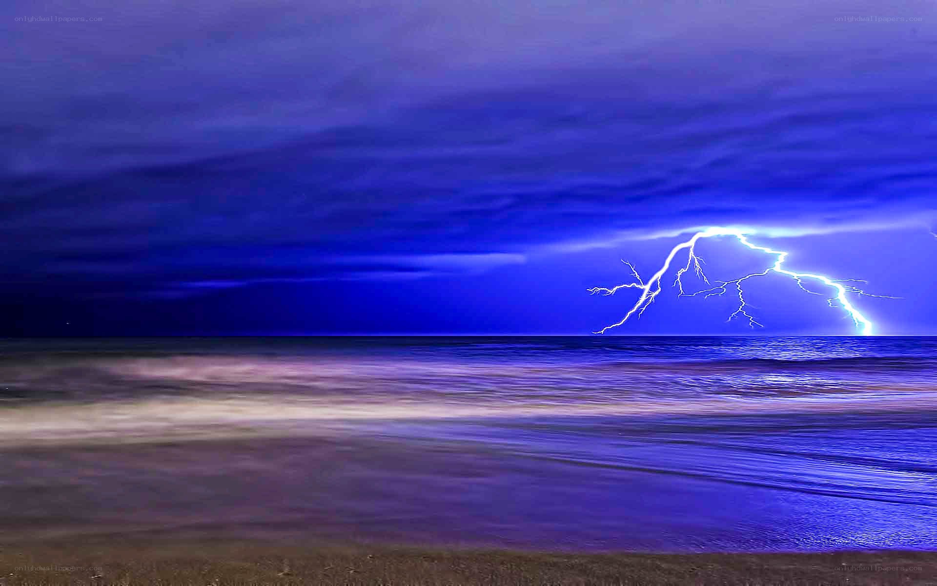 Lightning over the ocean