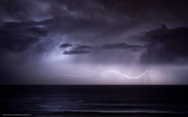 Lightning over the ocean