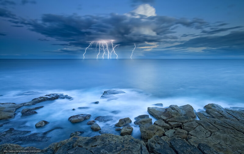 Lightning over the ocean