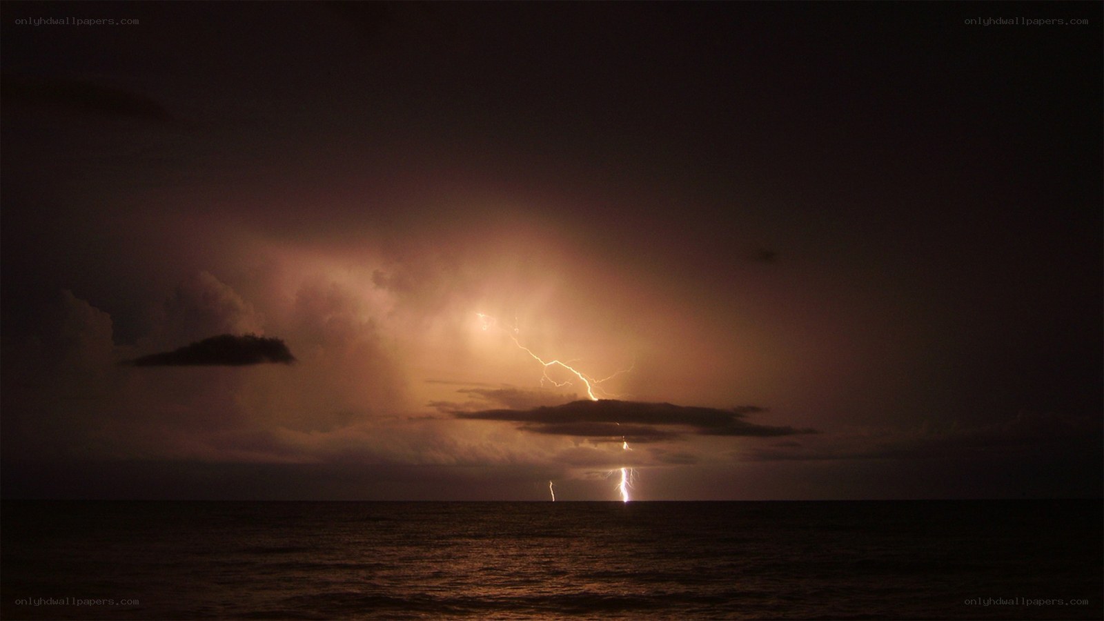Lightning over the ocean