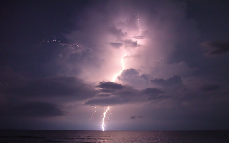 Lightning over the ocean