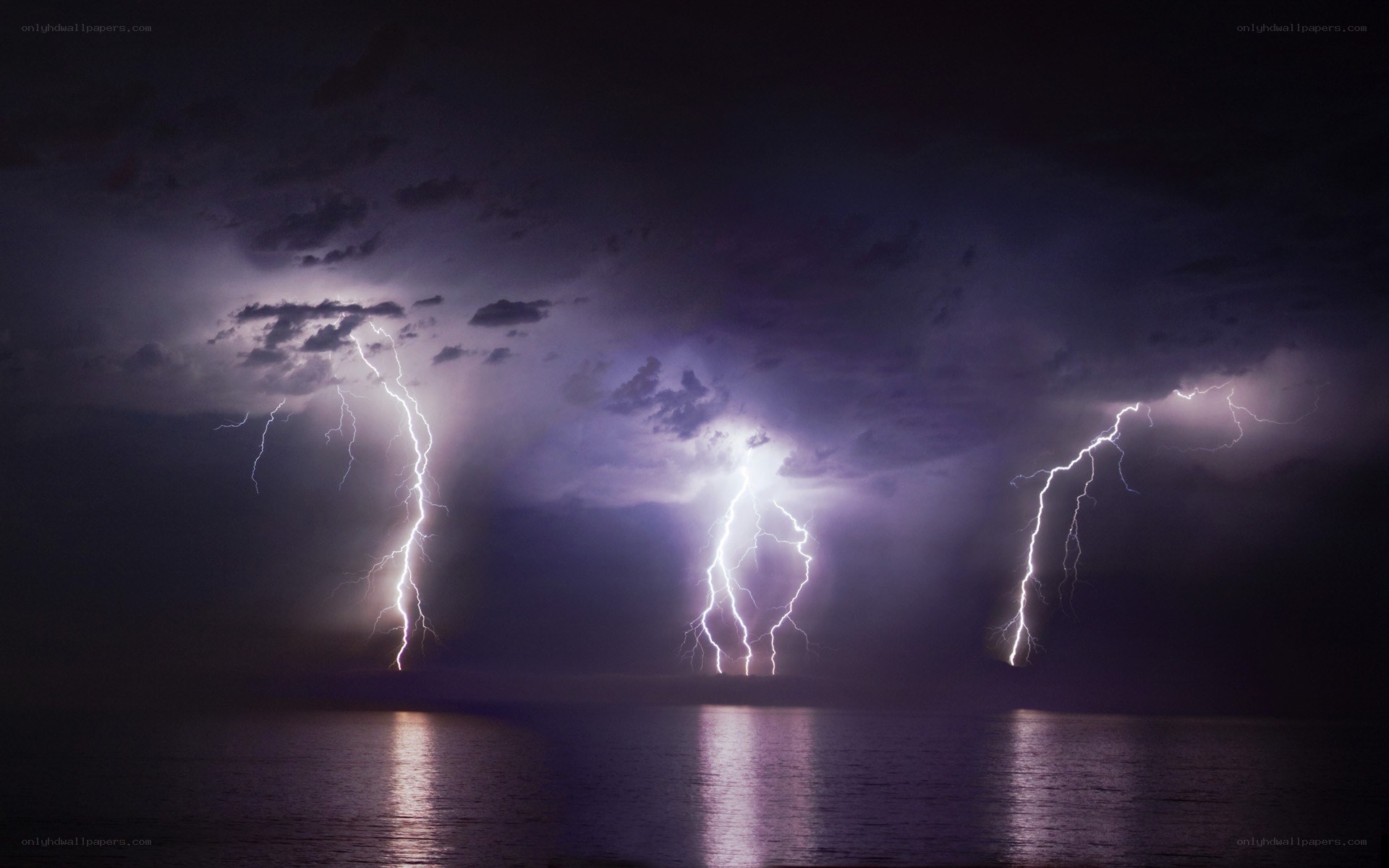 Lightning over the ocean