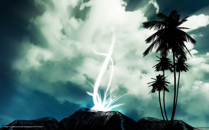 Lightning over tropical island