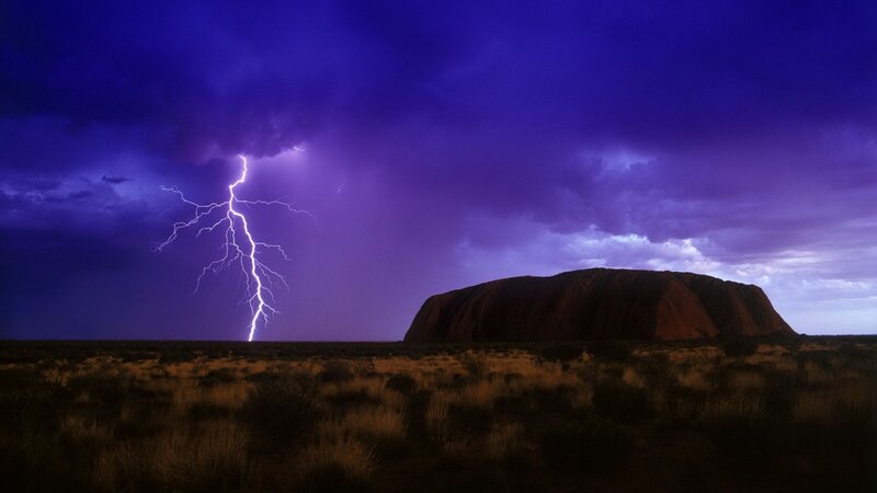 Lightning over Uluru