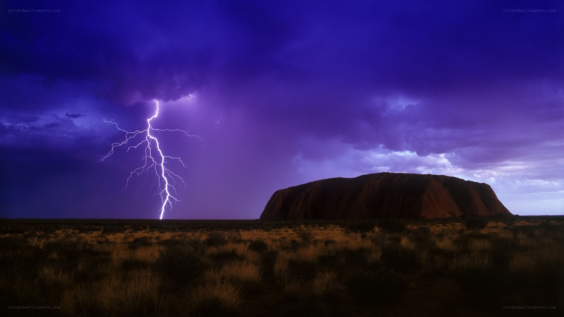Lightning over Uluru