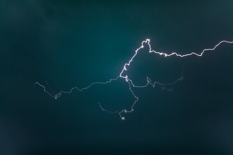 Lightning over Water — Black, Dramatic, Night, Photograph, Dark Sky