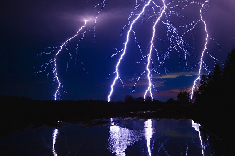 Lightning over Water — Blue, Dramatic
