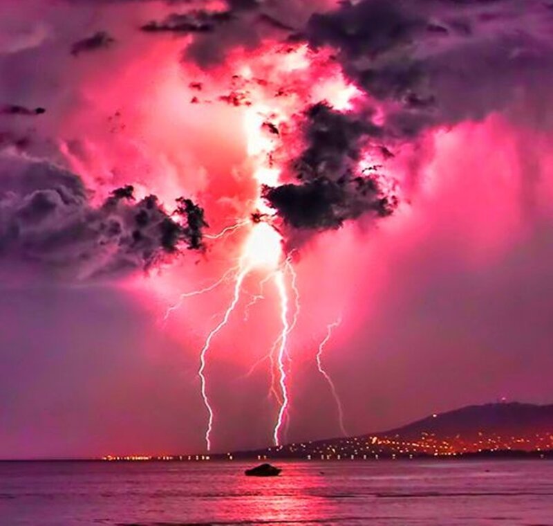 Lightning over Water — Pink