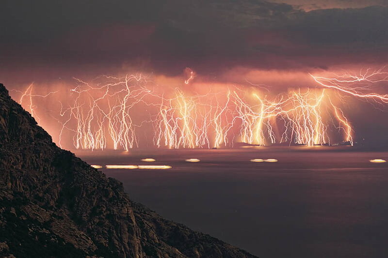 Lightning over Water — Purple, Dramatic, Night