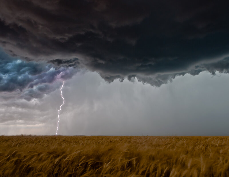 Lightning over Wheat Field — Gray