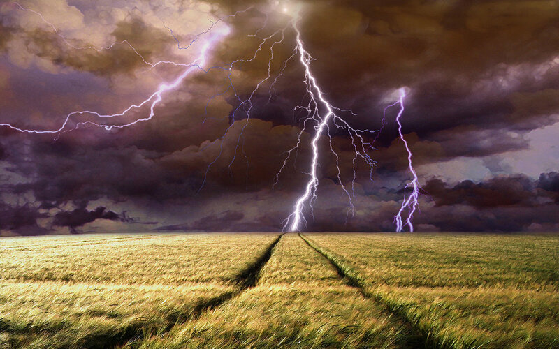 Lightning over Wheat Field