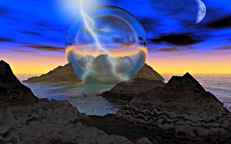 Lightning Sphere over Sea