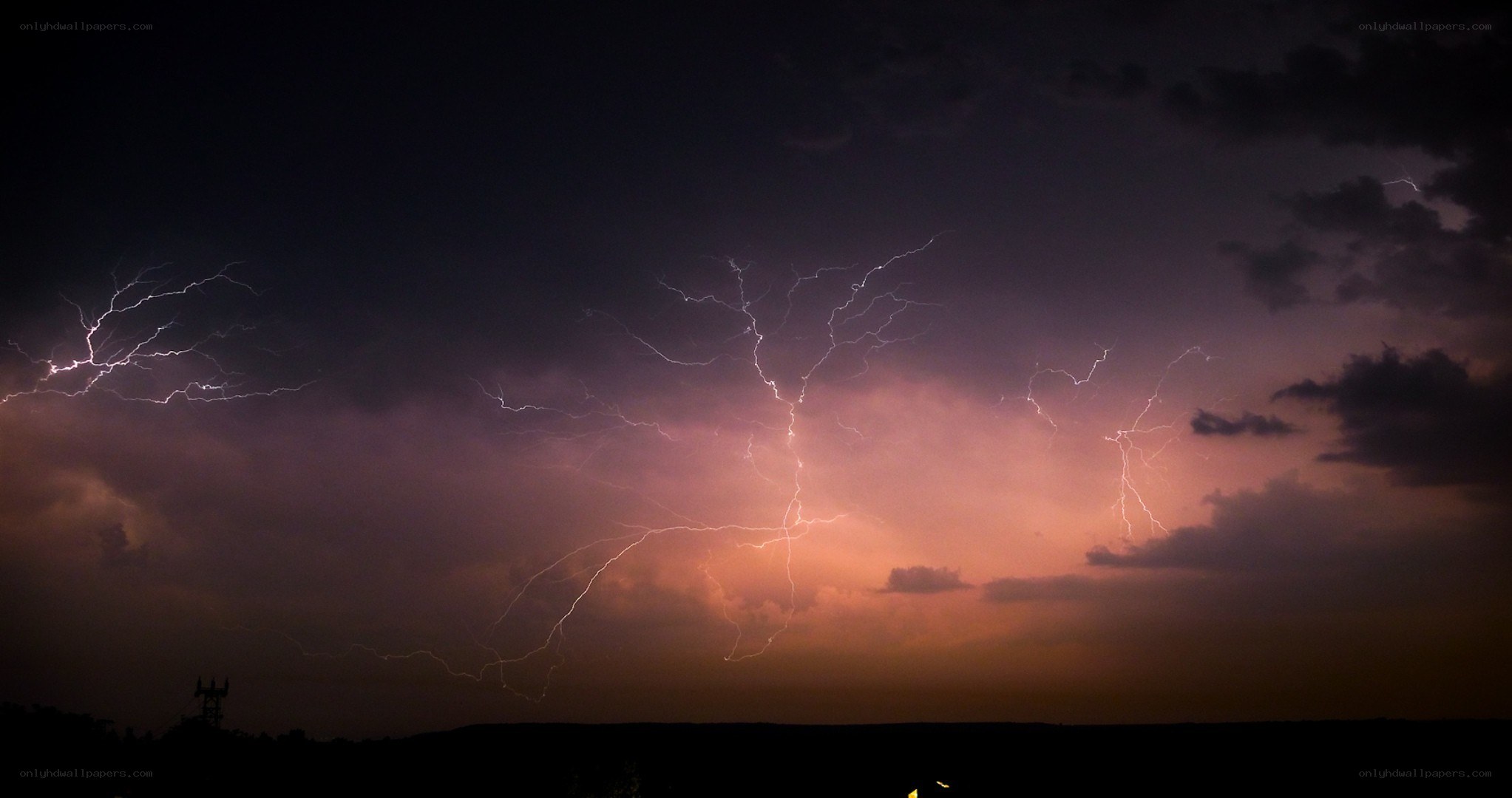 Lightning storm at dusk