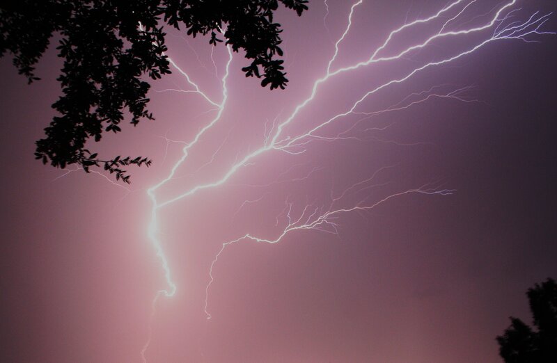 Lightning storm at night