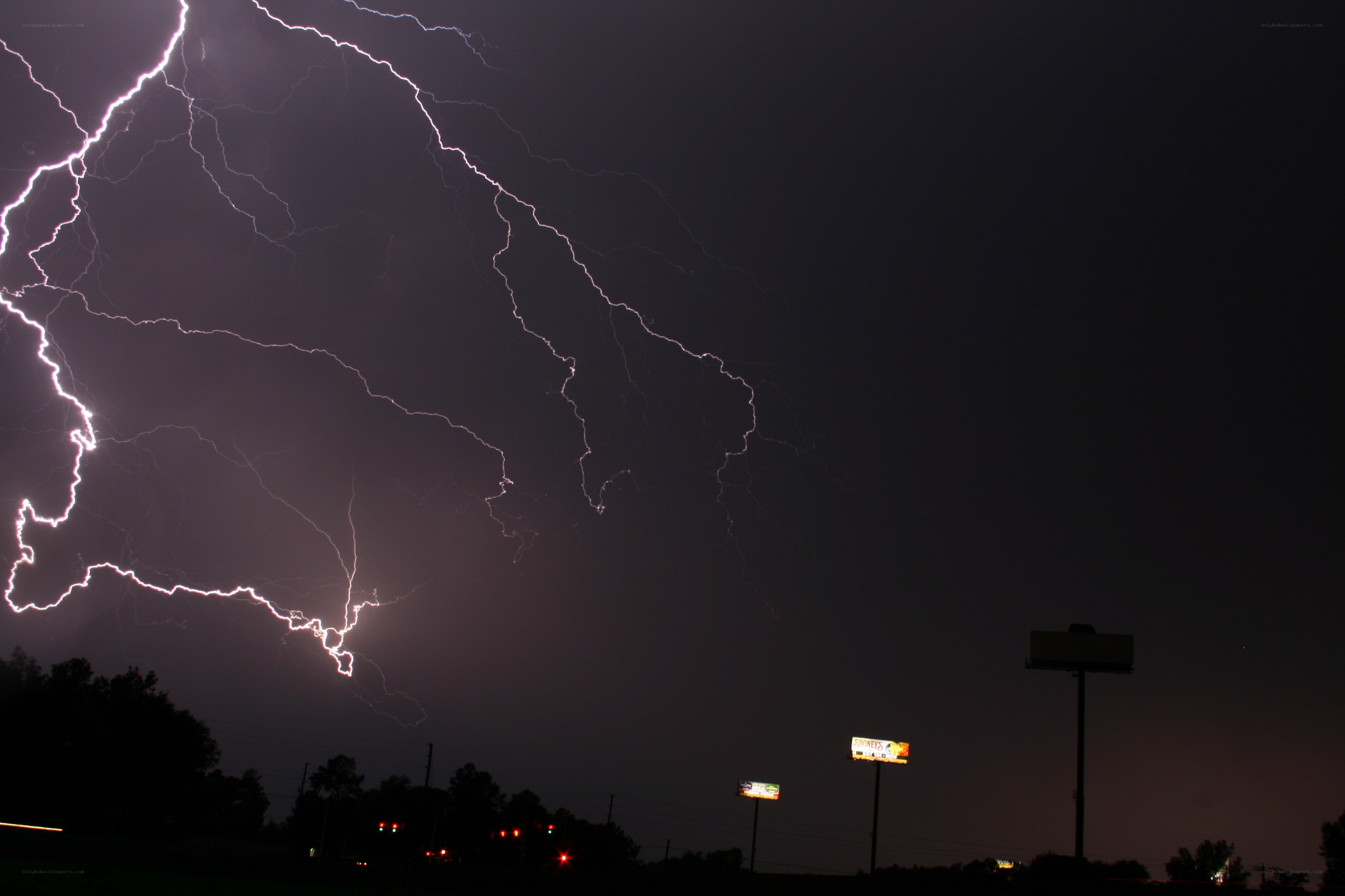 Lightning storm at night