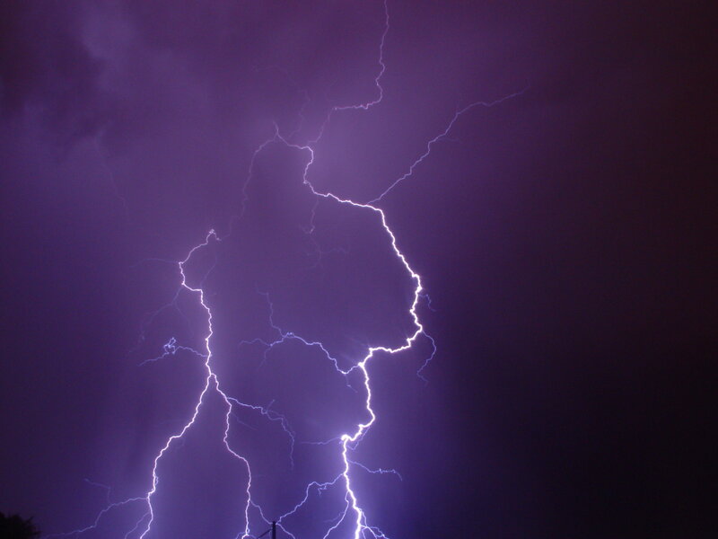 Lightning storm at night