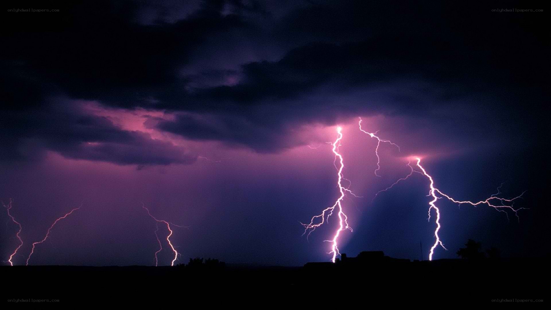 Lightning storm at night