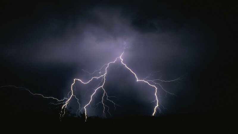 Lightning storm at night