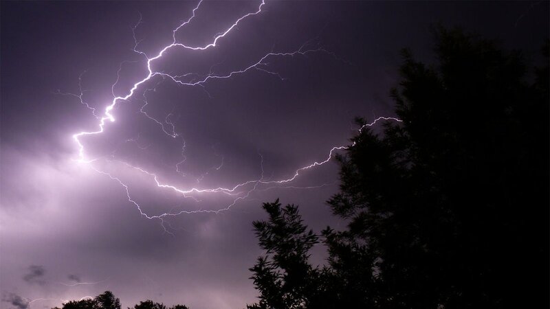 Lightning storm at night