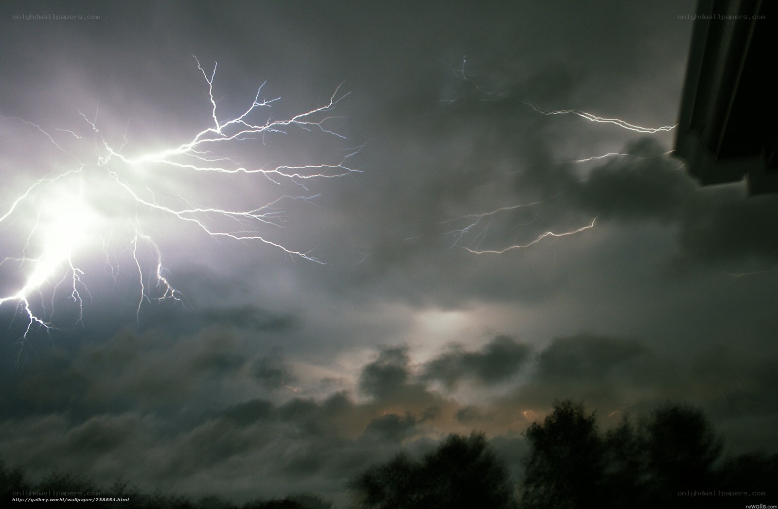 Lightning storm at night