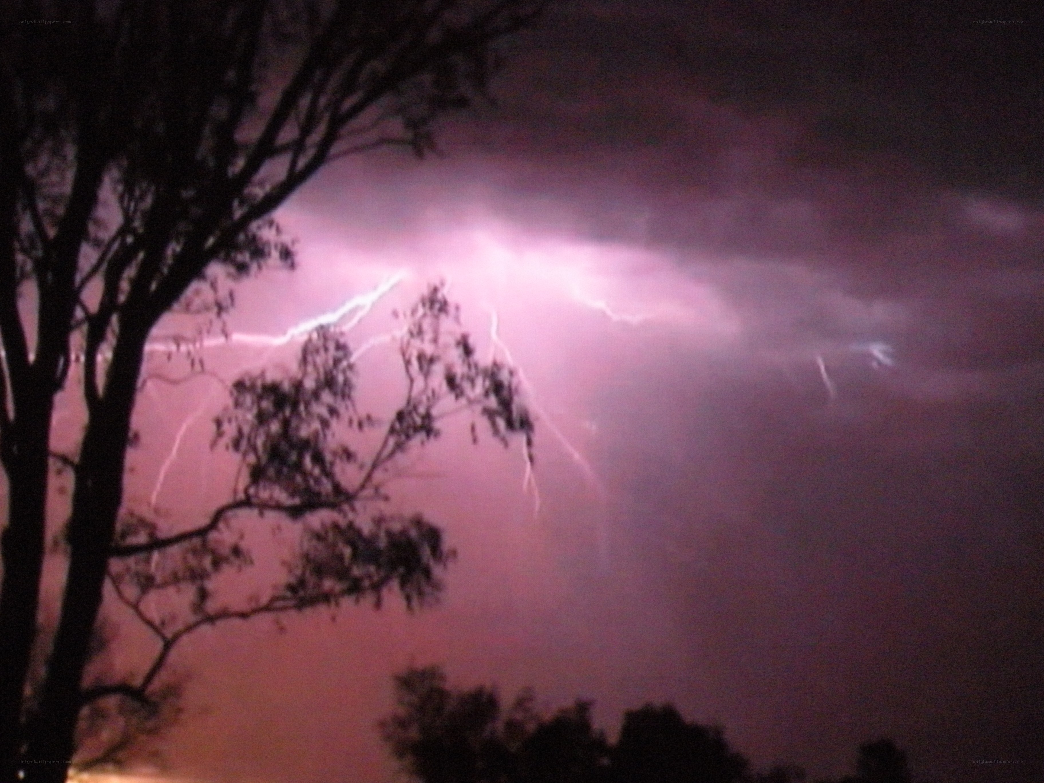Lightning storm at night