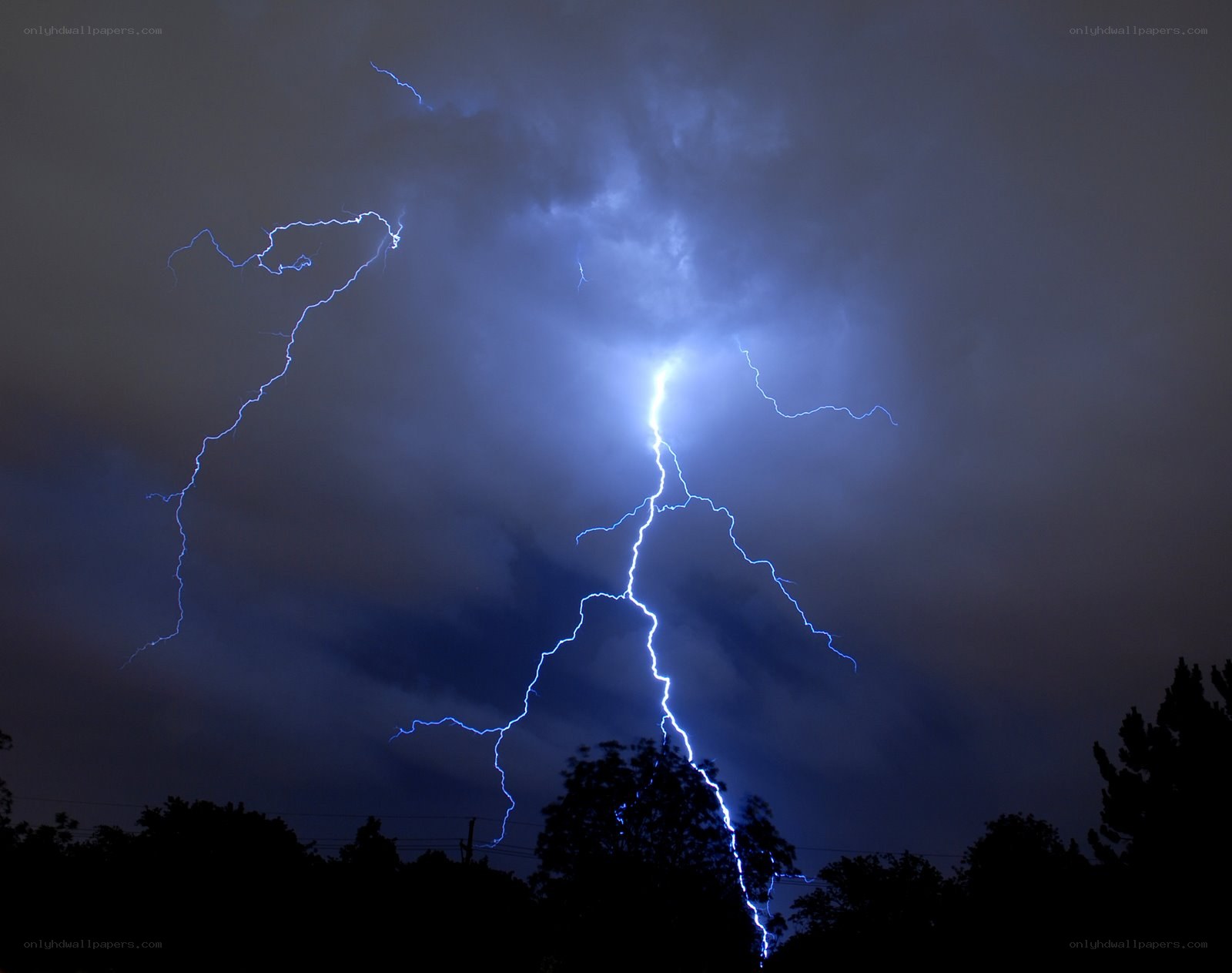 Lightning storm at night
