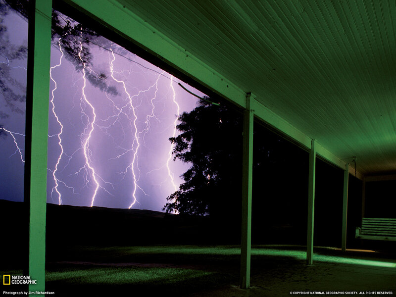 Lightning Storm at Night — Green