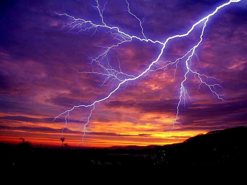 Lightning Storm at Sunset — Purple