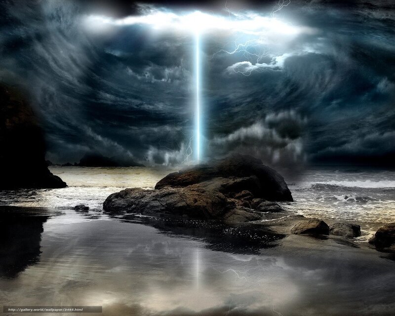 Lightning storm at the beach