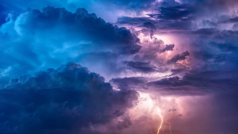 Lightning Storm Clouds — Blue, Dramatic
