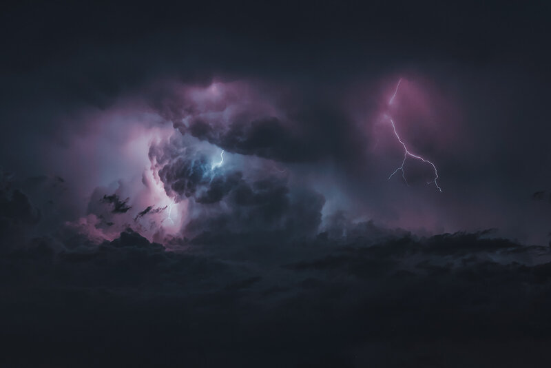 Lightning Storm Clouds — Purple, Dramatic, Night