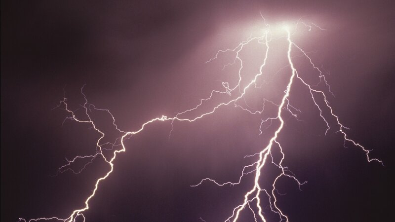 Lightning storm in dark sky
