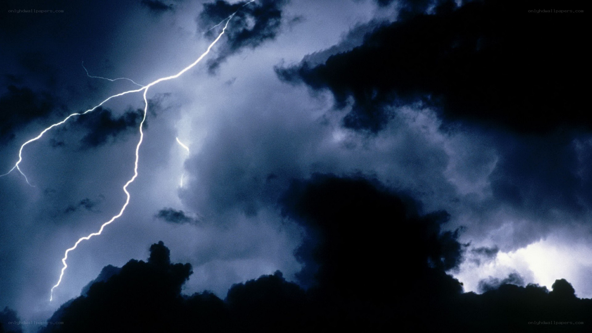 Lightning storm in dark sky