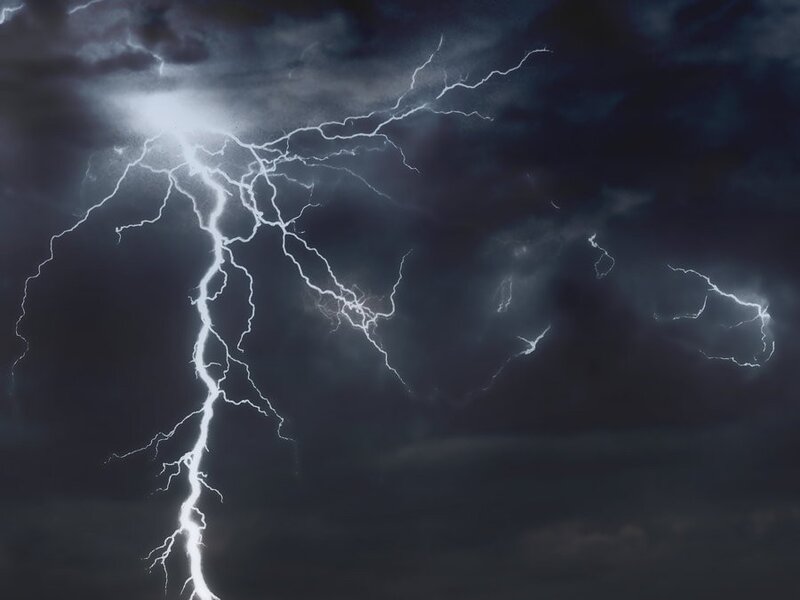 Lightning storm in dark sky