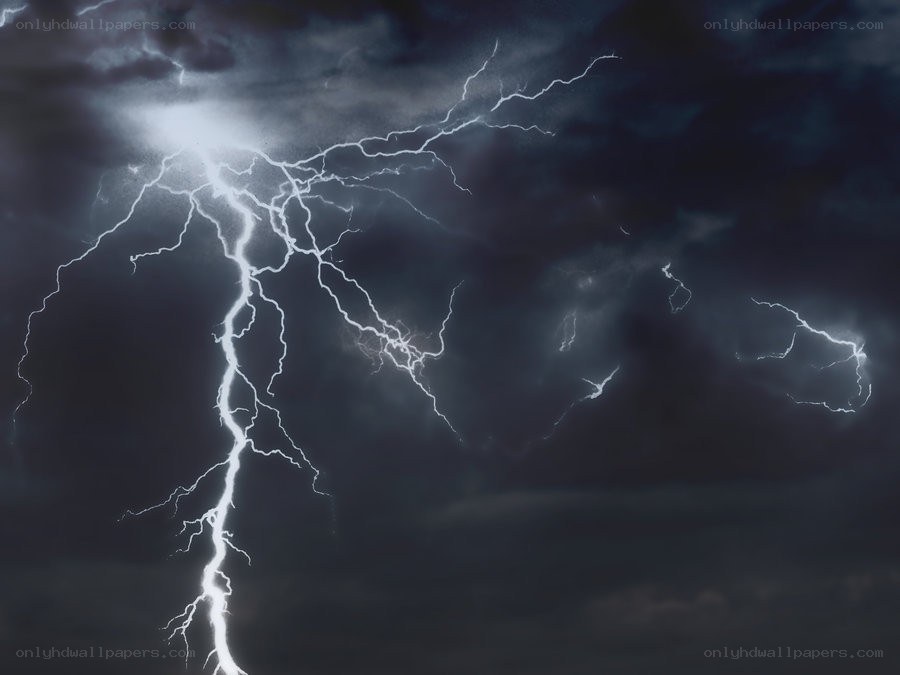 Lightning storm in dark sky