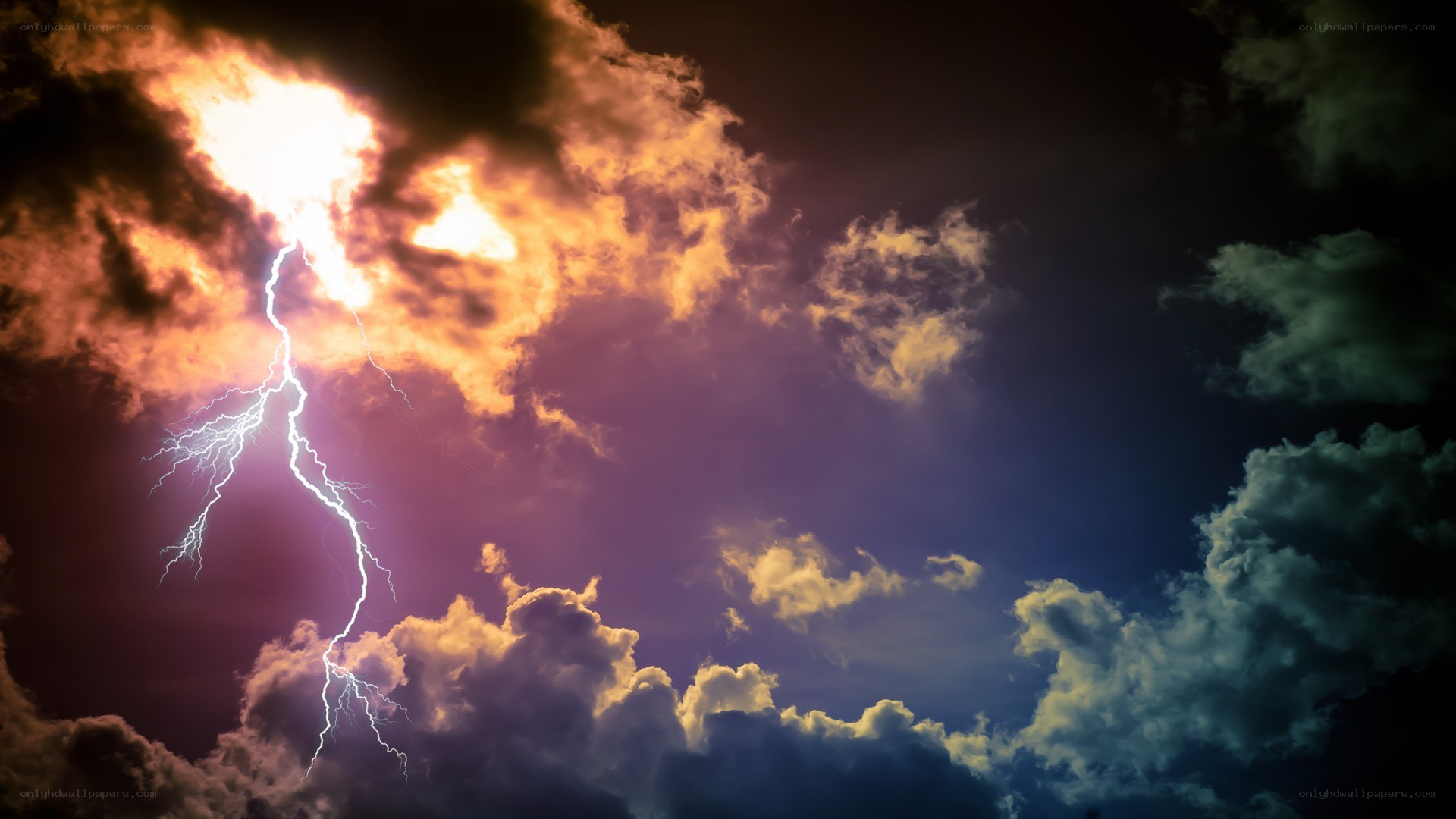 Lightning storm in dark sky