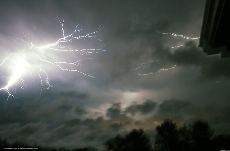 Lightning Storm in Sky — Gray