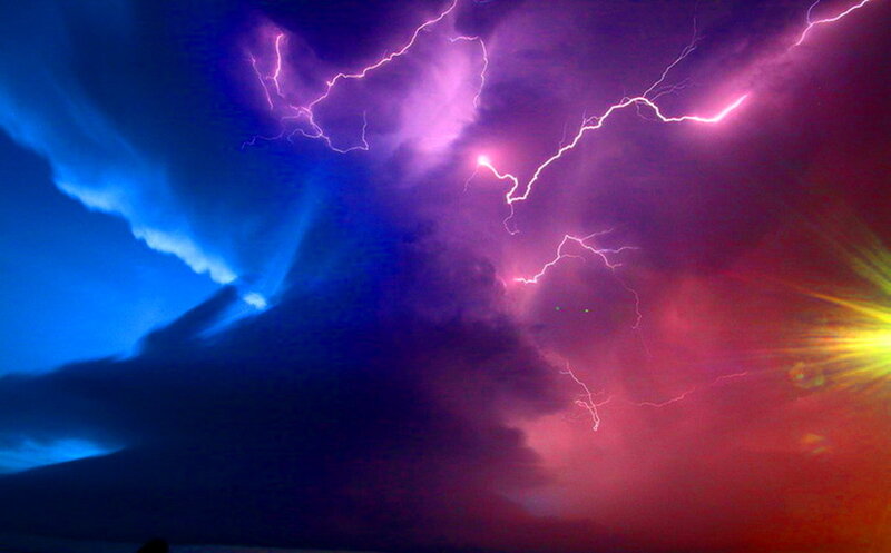 Lightning Storm in Sky — Purple, Dramatic