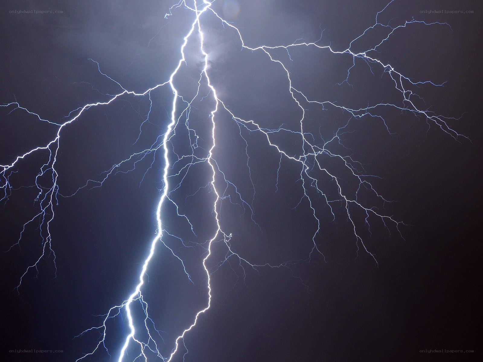 Lightning storm in the night sky