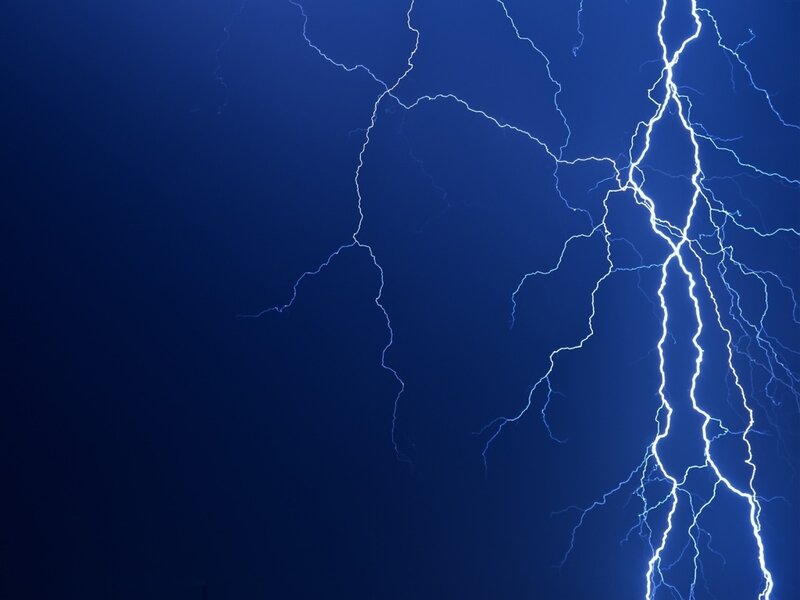 Lightning storm in the night sky