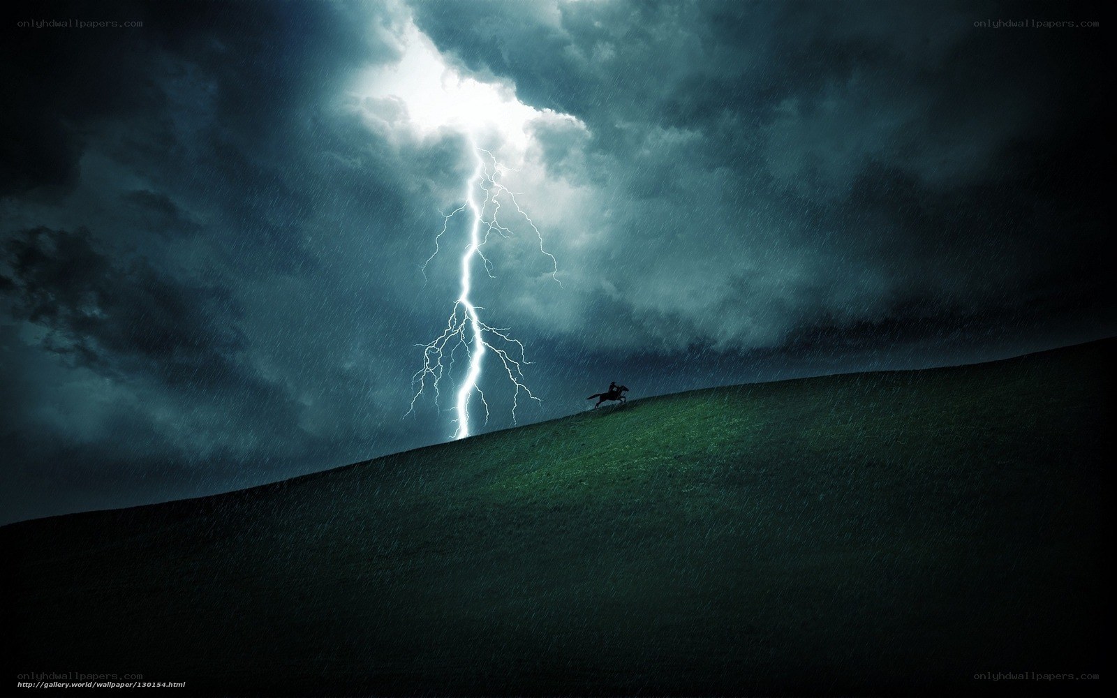 Lightning storm on a hill