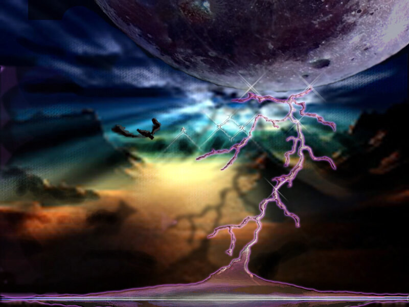 Lightning storm on alien planet