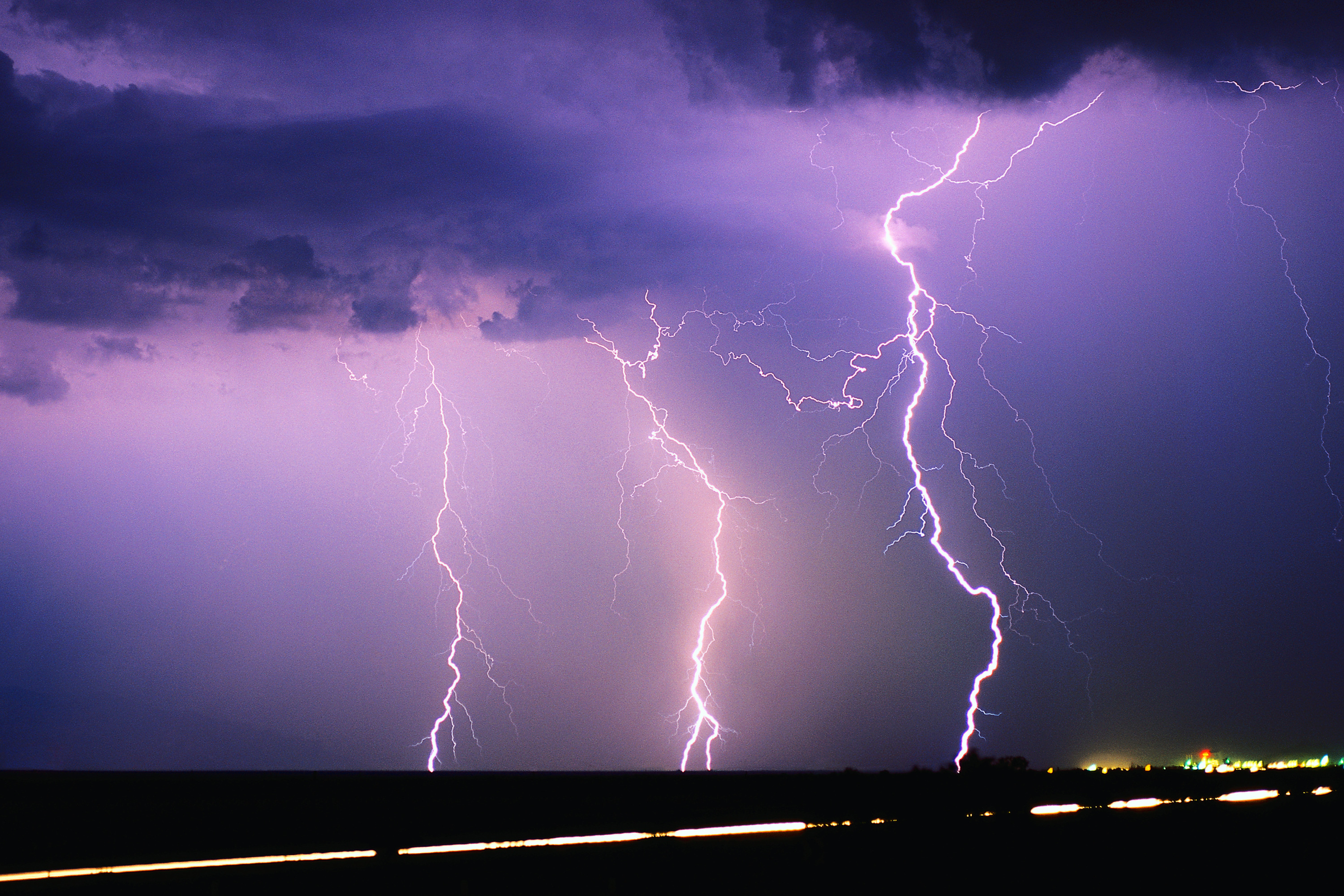 Lightning storm over a city
