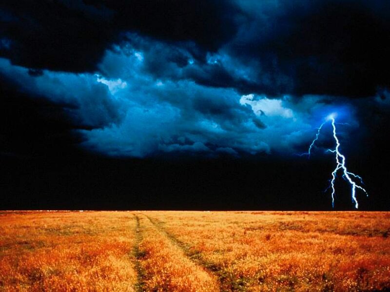 Lightning storm over a field