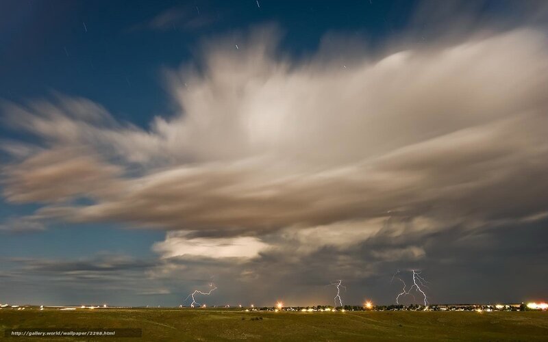 Lightning storm over a field