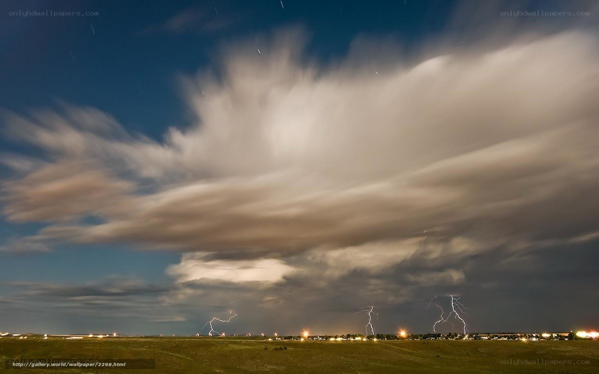 Lightning storm over a field