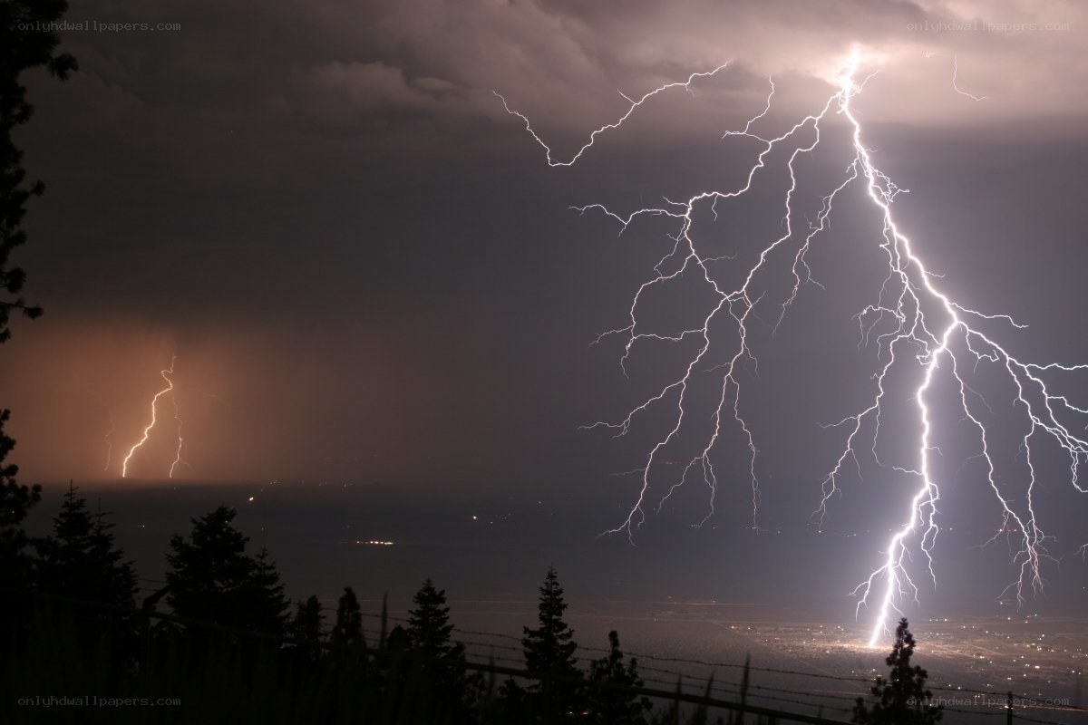 Lightning storm over city