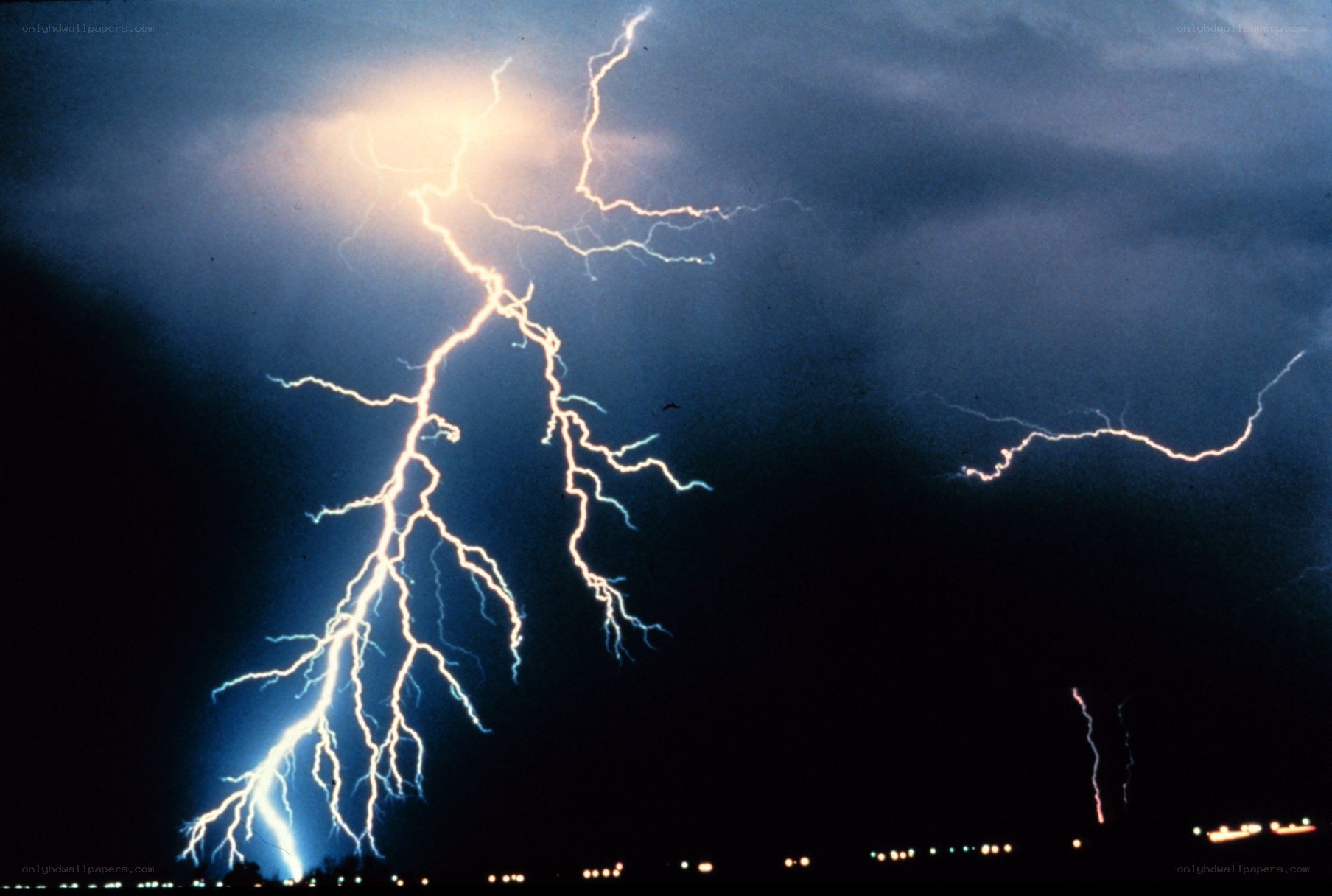 Lightning storm over city